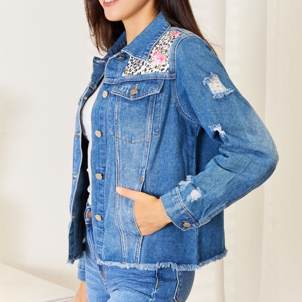 Leopard Rose Distressed Jacket - Picture 9 of 10